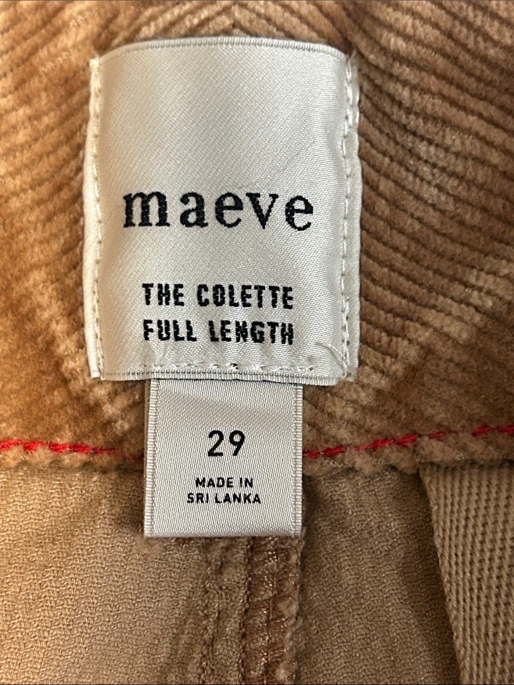 Anthropologie Maeve Collette Camel Corduroy Full Length Wide Leg Pants Women 29 - Picture 7 of 14